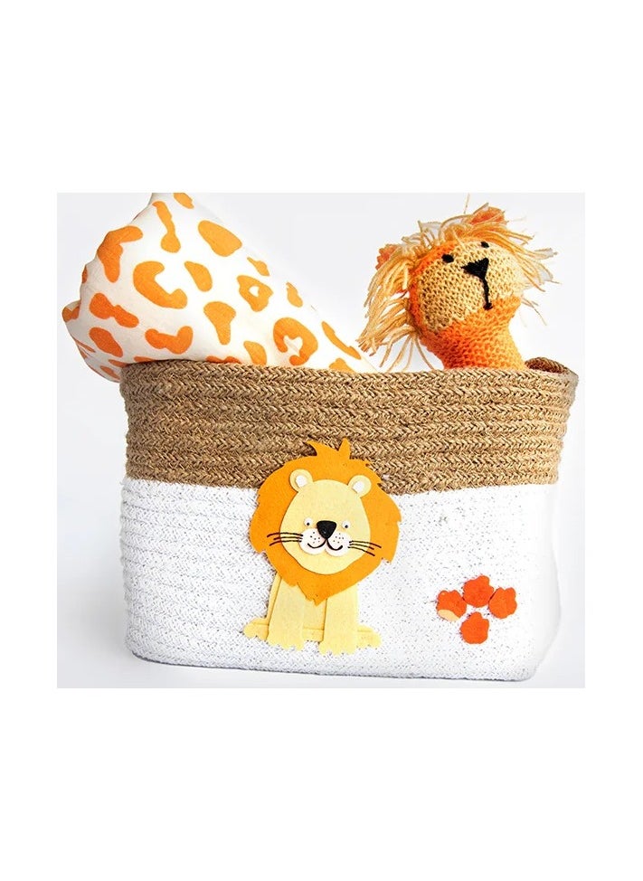 Yellow Doodle Cotton Rope Baskets - Baby Animals (Set Of 2)