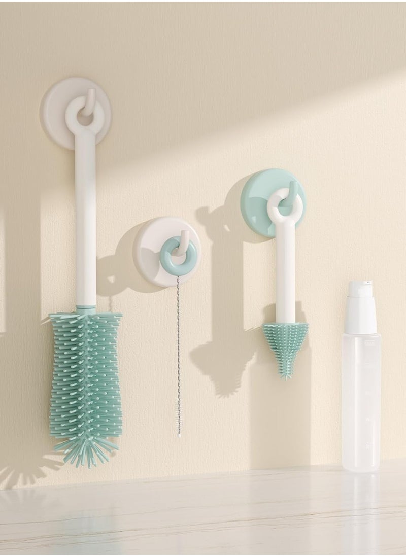 Bottle Brush Set - Baby Bottle Cleaner Kit with Silicone Brush, Nipple Brush, Straw Brush, Soap Dispenser, Drying Rack - 7 in 1 Bottle Cleaning Tool for Home and Travel