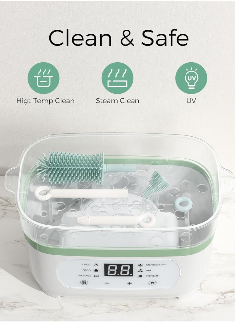Bottle Brush Set - Baby Bottle Cleaner Kit with Silicone Brush, Nipple Brush, Straw Brush, Soap Dispenser, Drying Rack - 7 in 1 Bottle Cleaning Tool for Home and Travel