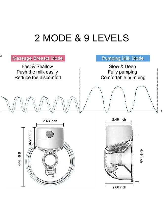 Mumoo Bear Hands-Free Breast Pump Wearable Upgraded Touch Control LED Display Electric Breast Pump Portable Low Noise, 2 Modes & 9 Levels Suction, 24mm flange, 6 oz