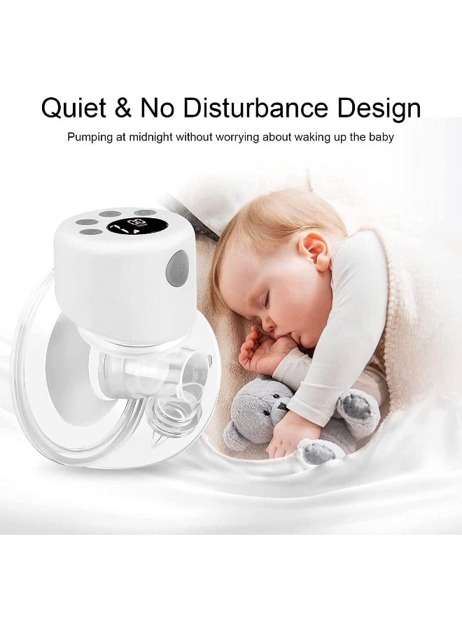 Mumoo Bear Hands-Free Breast Pump Wearable Upgraded Touch Control LED Display Electric Breast Pump Portable Low Noise, 2 Modes & 9 Levels Suction, 24mm flange, 6 oz