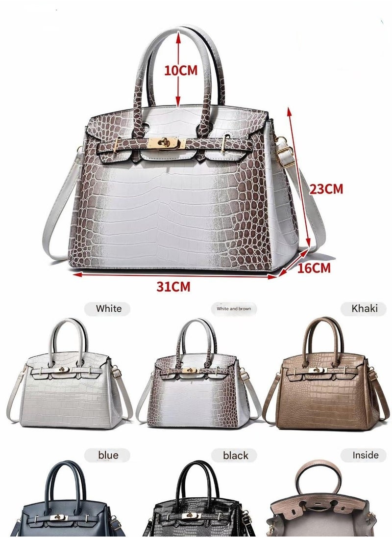 Large New Genuine Leather Texture Crocodile Pattern Bright Leather Shoulder Crossbody Large Capacity Women's Bag