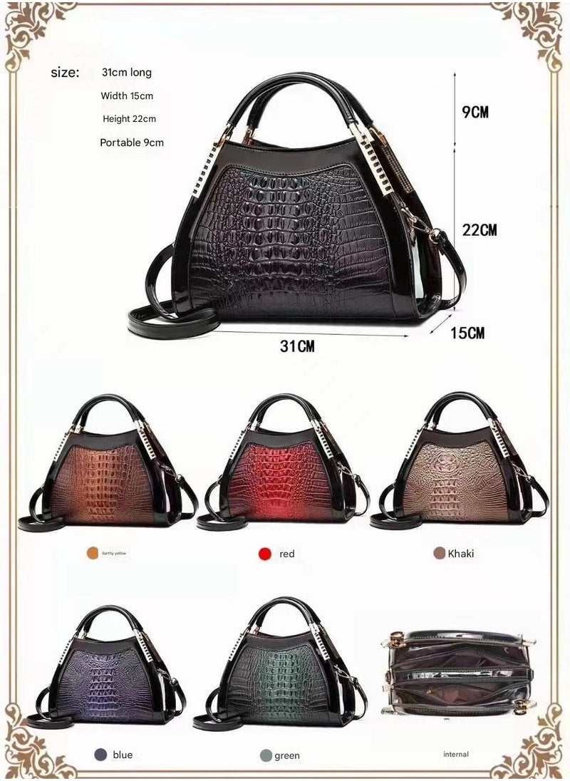 New Crocodile Pattern Large Capacity Texture Big Bag One Shoulder Crossbody Western Style European Style Beauty Bag