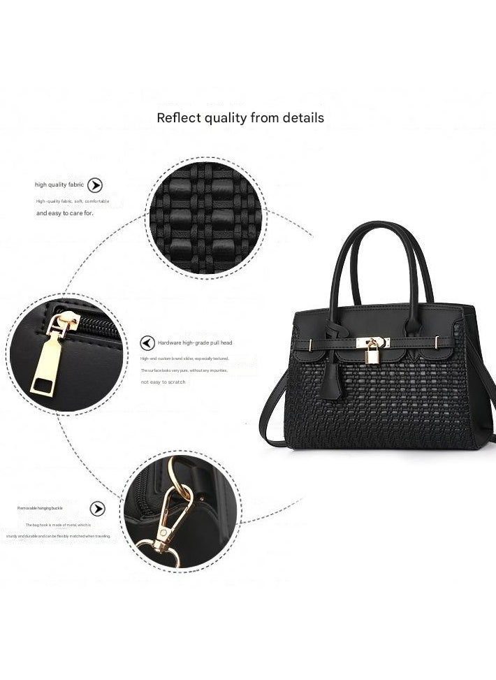 New Block Embossed Solid Color Styling Texture Stylish Large Capacity Single Shoulder Crossbody Women's Bag