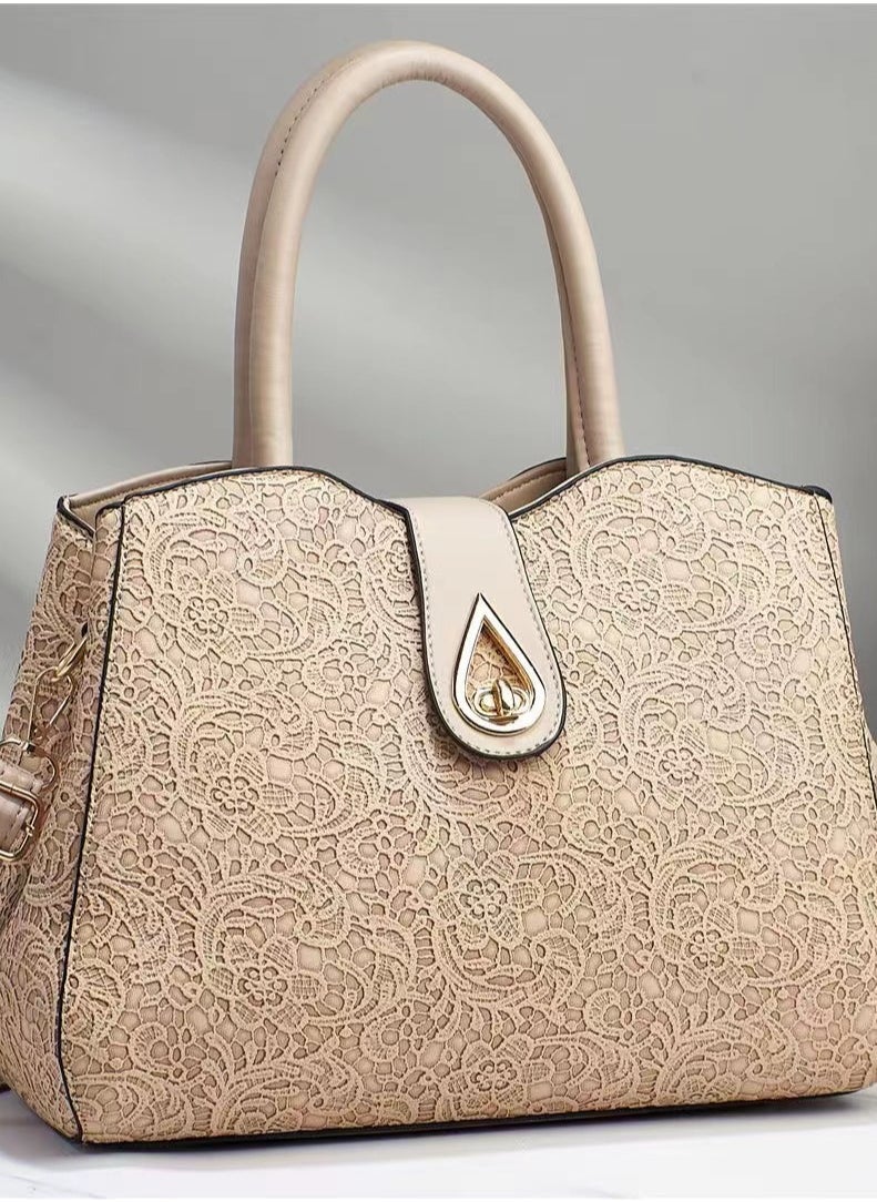 New Solid Color Simple Leather Texture Embroidered PU Large Capacity Single Shoulder Crossover Soft Leather Women's Bag