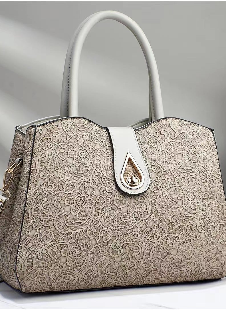 New Solid Color Simple Leather Texture Embroidered PU Large Capacity Single Shoulder Crossover Soft Leather Women's Bag