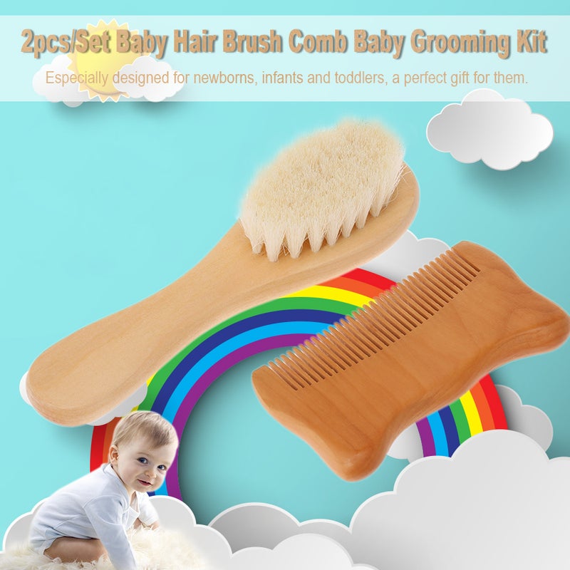 2 Piece Wool And Wooden Baby Hair Comb