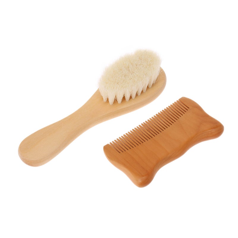 2 Piece Wool And Wooden Baby Hair Comb