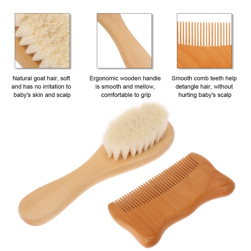 2 Piece Wool And Wooden Baby Hair Comb