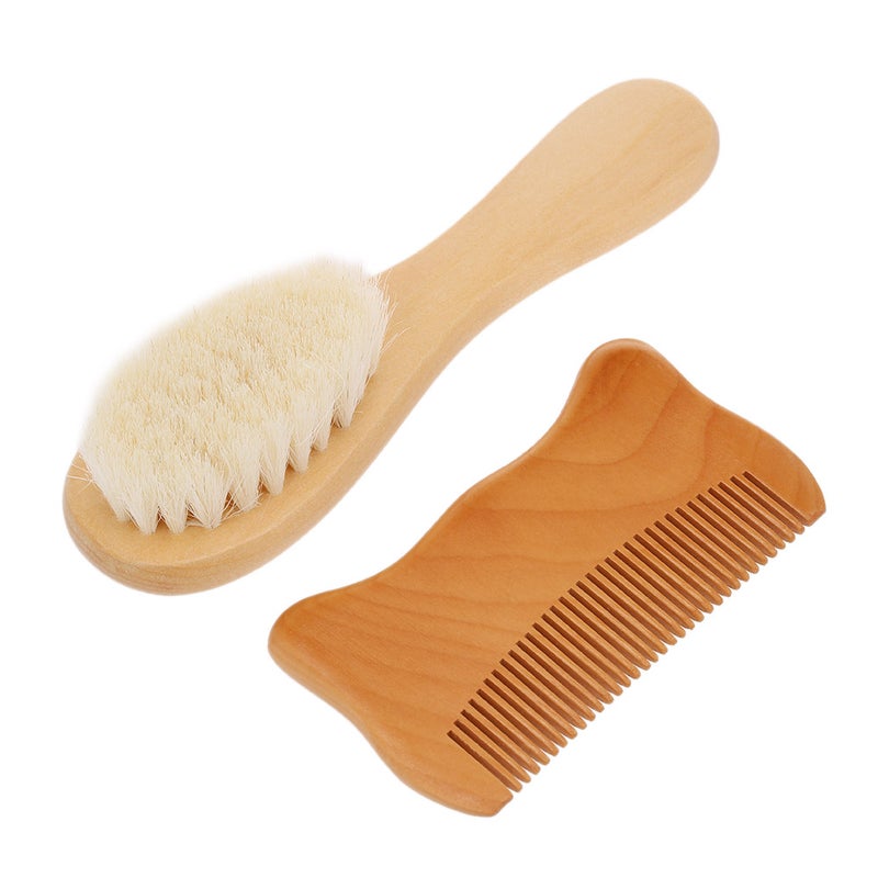 2 Piece Wool And Wooden Baby Hair Comb