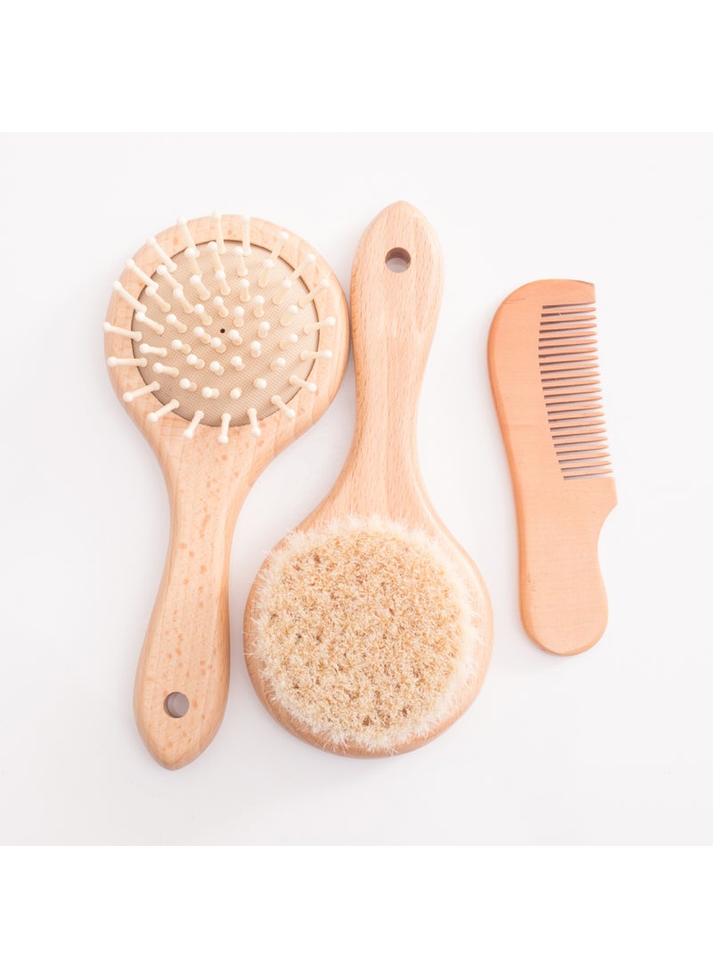 Baby Wooden Comb and Brush SetRound three-piece set Round three-piece set