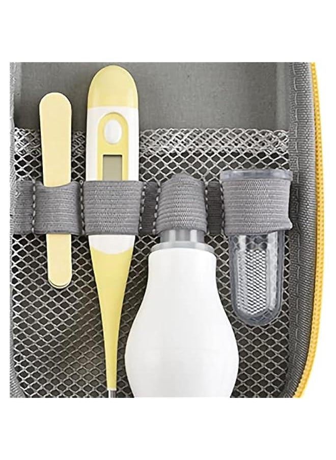 8 in 1 infants Grooming Kit with Hair Brush Nail Clipper Nose Cleaner Finger Toothbrush Scissor for infants Care Keep healthe and cleanse Newborn Care for infants Care Keep healthe and Clean(Yellow)