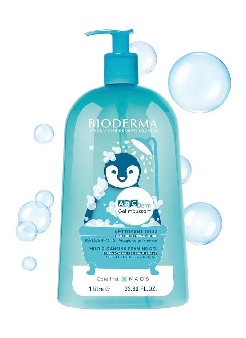 ABCDerm Moussant Gentle Cleansing Gel, Hypoallergenic for Babies/Children, Skin Barrier Safe - 1000mL