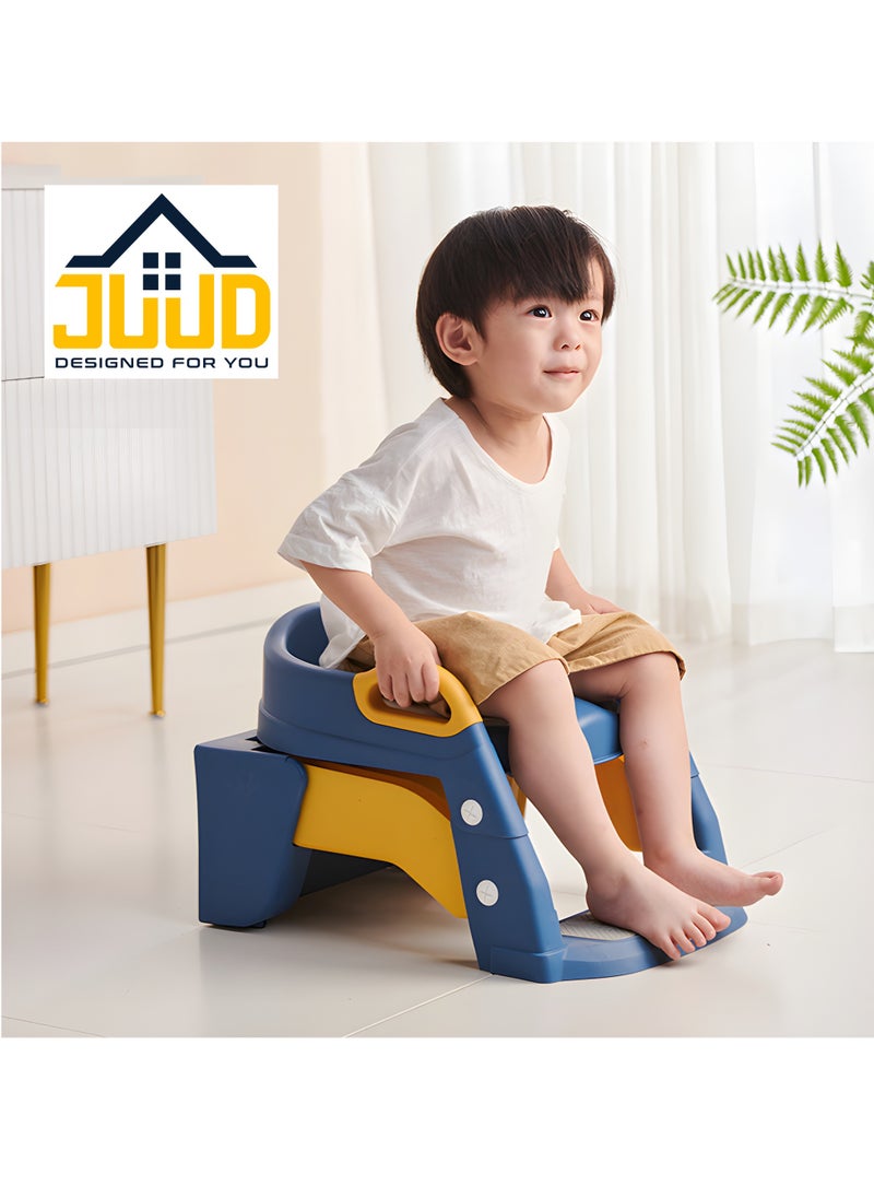 Juud 2 in 1 Foldable Kids Potty Training Seat with Ladder Step Stool Comfortable Non-Slip Kids Toilet Seat for Boys Girls Adjustable 3 Step Toddler Toilet Seat with Handle and Anti-Slip Pads