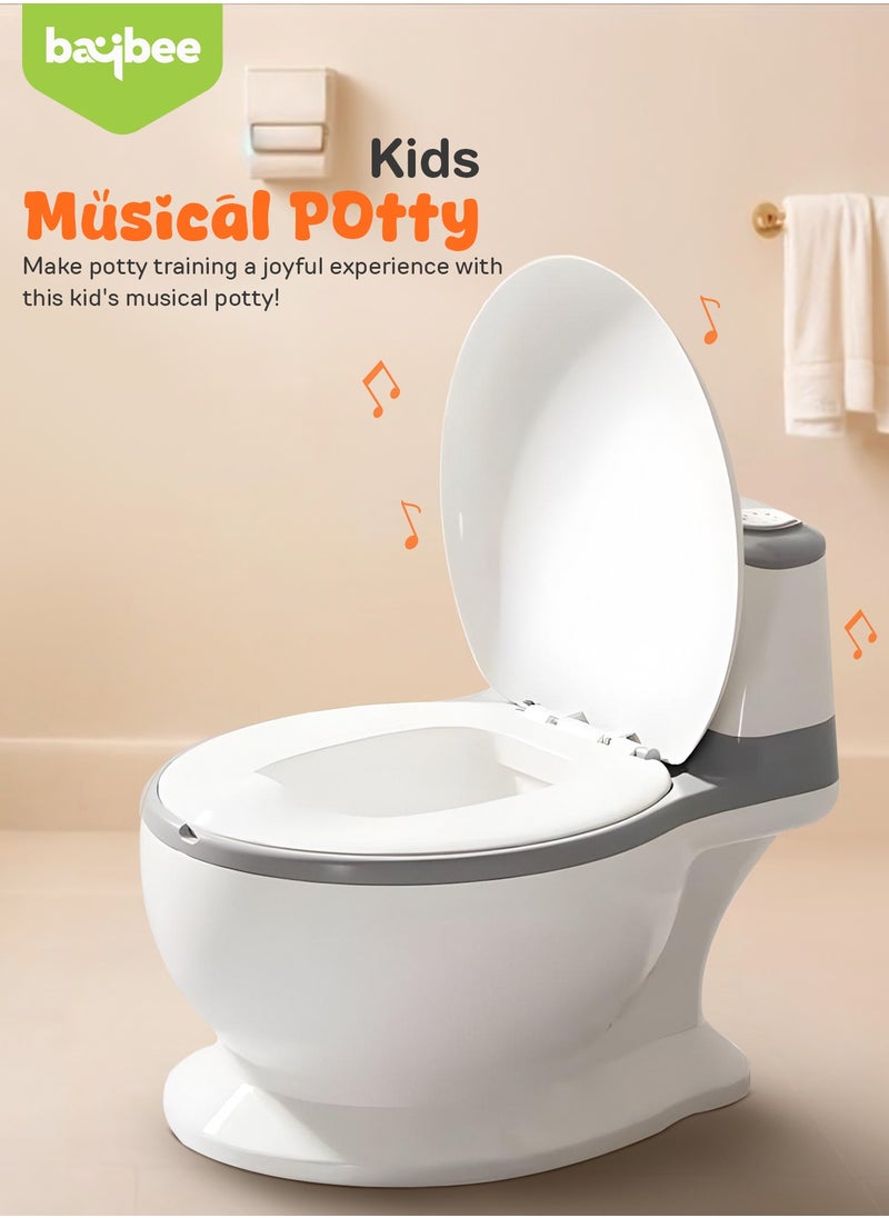 Lasso Western Toilet Potty Seat For Kids, Baby Potty Training Seat Chair With Anti Slip Base, Splash Guard, Music & Cushion Seat | Kids Toilet Seat (Grey)