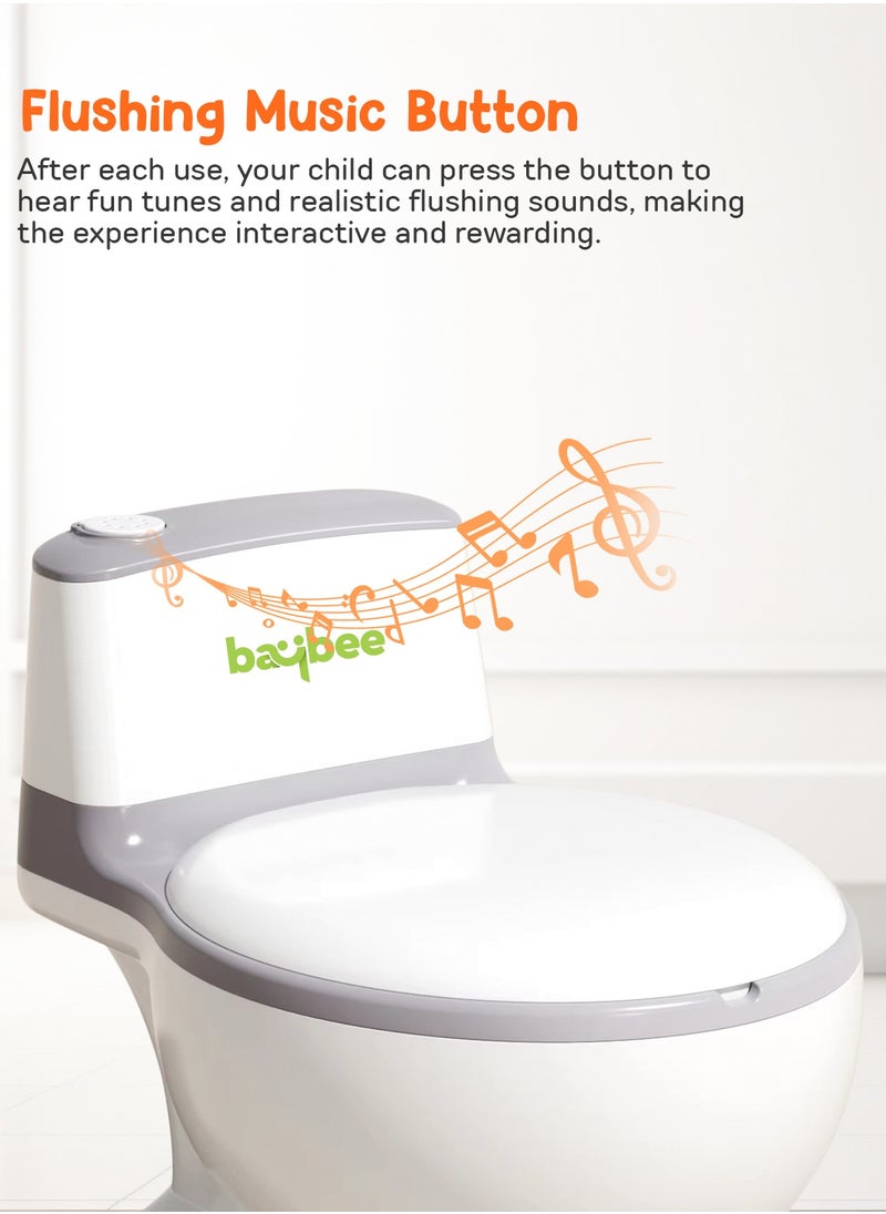 Lasso Western Toilet Potty Seat For Kids, Baby Potty Training Seat Chair With Anti Slip Base, Splash Guard, Music & Cushion Seat | Kids Toilet Seat (Grey)