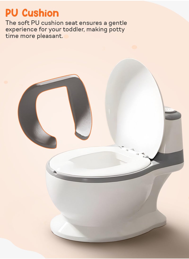 Lasso Western Toilet Potty Seat For Kids, Baby Potty Training Seat Chair With Anti Slip Base, Splash Guard, Music & Cushion Seat | Kids Toilet Seat (Grey)