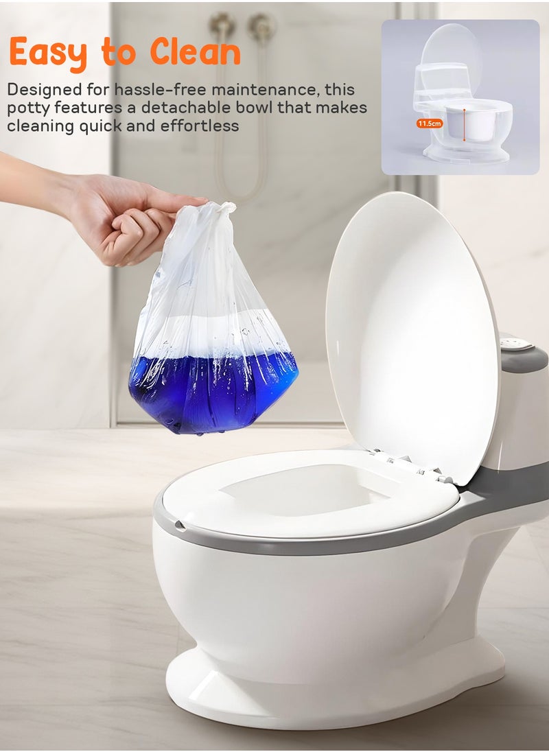 Lasso Western Toilet Potty Seat For Kids, Baby Potty Training Seat Chair With Anti Slip Base, Splash Guard, Music & Cushion Seat | Kids Toilet Seat (Grey)