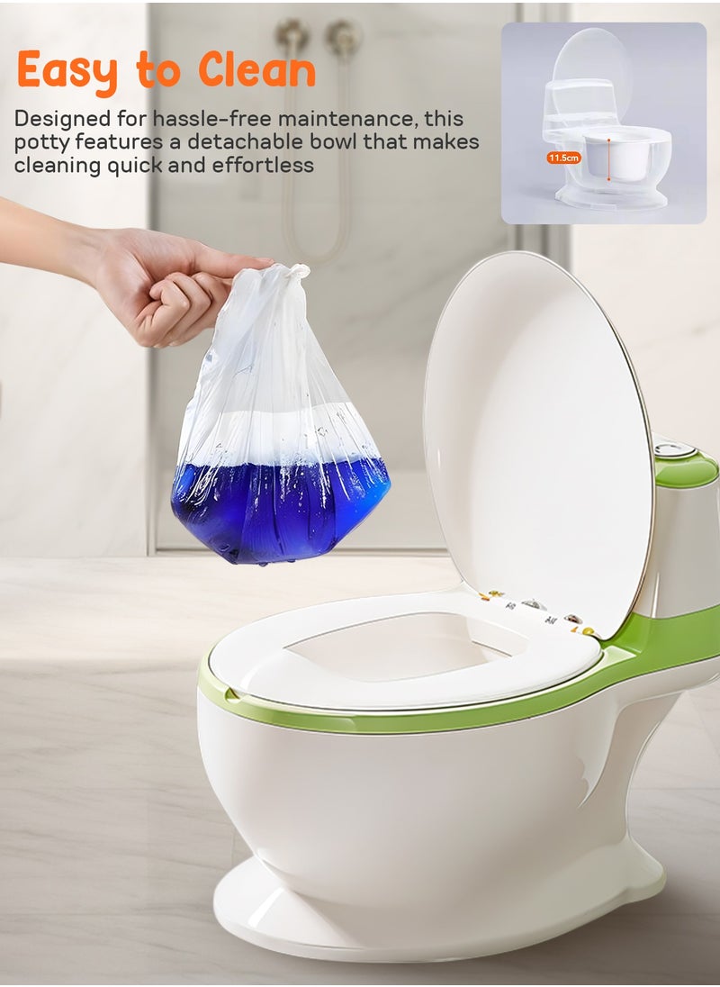 Lasso Western Toilet Potty Seat For Kids, Baby Potty Training Seat Chair With Anti Slip Base, Splash Guard, Music & Cushion Seat | Kids Toilet Seat (Green)
