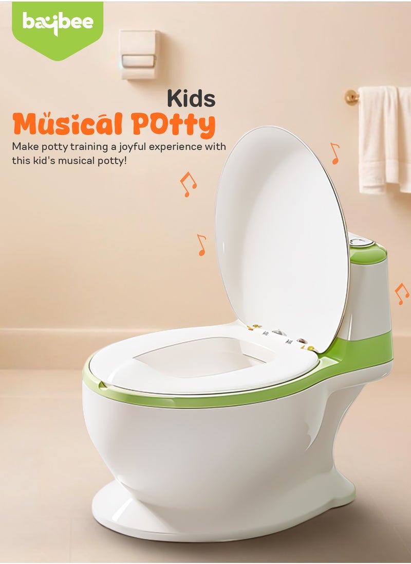 Lasso Western Toilet Potty Seat For Kids, Baby Potty Training Seat Chair With Anti Slip Base, Splash Guard, Music & Cushion Seat | Kids Toilet Seat (Green)