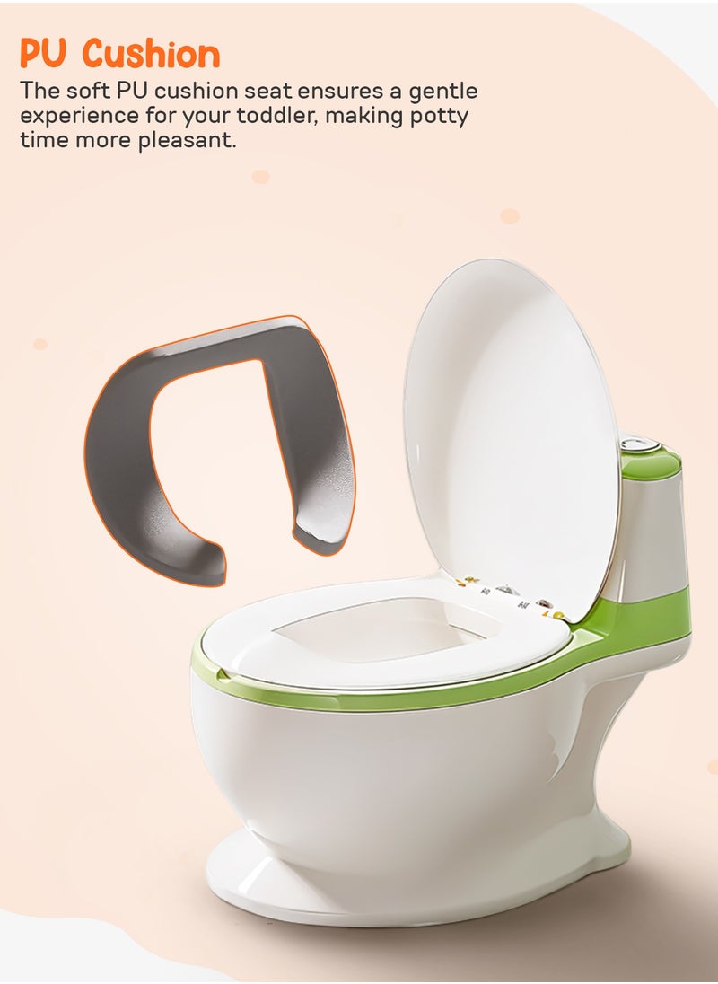 Lasso Western Toilet Potty Seat For Kids, Baby Potty Training Seat Chair With Anti Slip Base, Splash Guard, Music & Cushion Seat | Kids Toilet Seat (Green)