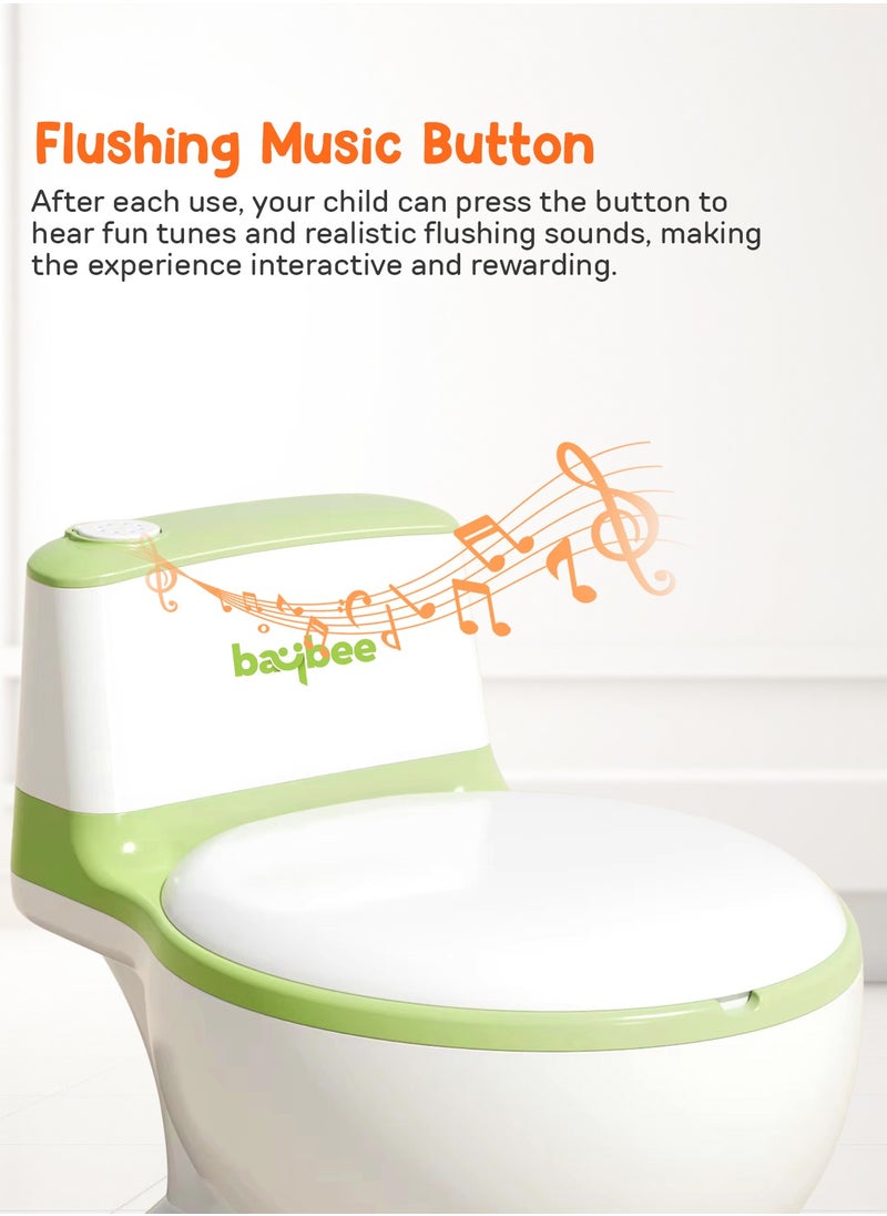 Lasso Western Toilet Potty Seat For Kids, Baby Potty Training Seat Chair With Anti Slip Base, Splash Guard, Music & Cushion Seat | Kids Toilet Seat (Green)