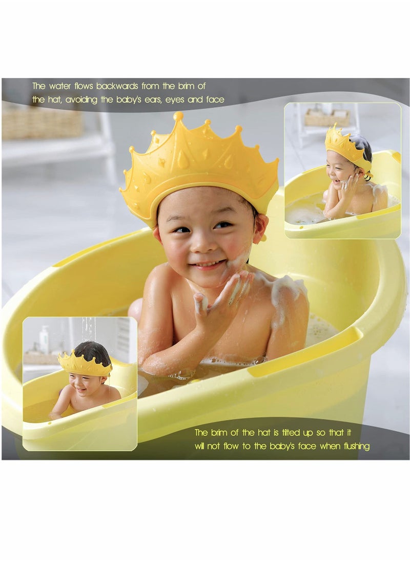 Baby Shower Shampoo Cap Shield, KASTWAVE Lsolate for Kids, Visor Hat Eye and Ear Protection 0-9 Years Old Children, Cute Crown Shape Makes the Bath More Fun (Yellow)