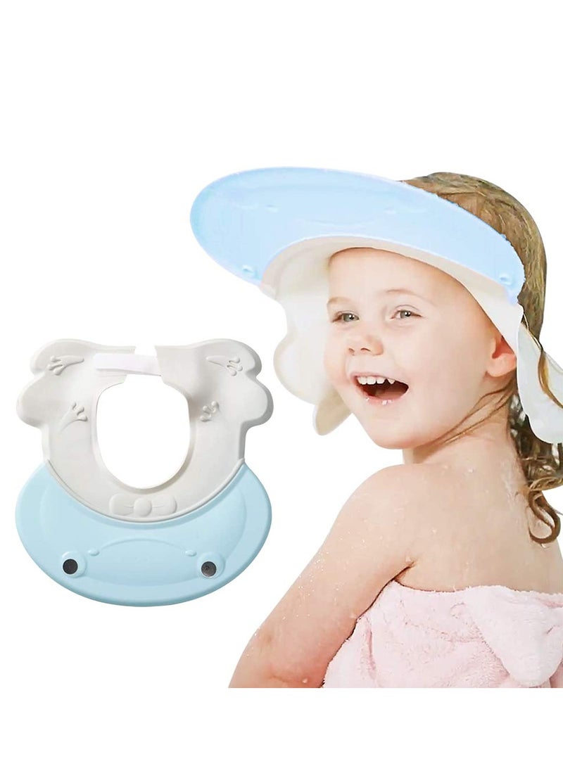 Baby Shower Cap Baby Shower Cap Visor with Ear Protection for Bathing Washing Hair, Soft Hat Adjustable Waterproof Shampoo Shower Cap for Toddler, Kids, Girls, Boys, Children Frog Blue