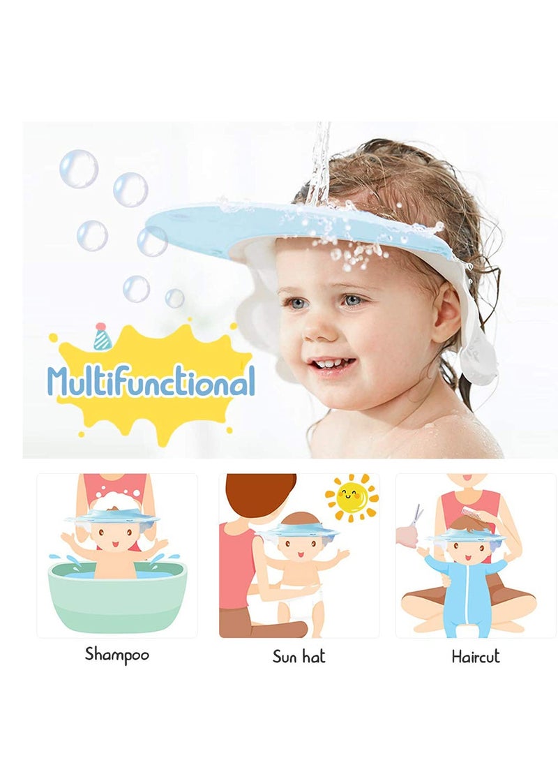 Baby Shower Cap Baby Shower Cap Visor with Ear Protection for Bathing Washing Hair, Soft Hat Adjustable Waterproof Shampoo Shower Cap for Toddler, Kids, Girls, Boys, Children Frog Blue