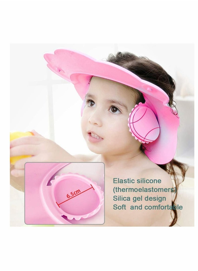 Baby Shower Cap, Toddler Adjustable Shampoo Cute Bear Bathing Hat Waterproof Elastic Ring for Kids Children