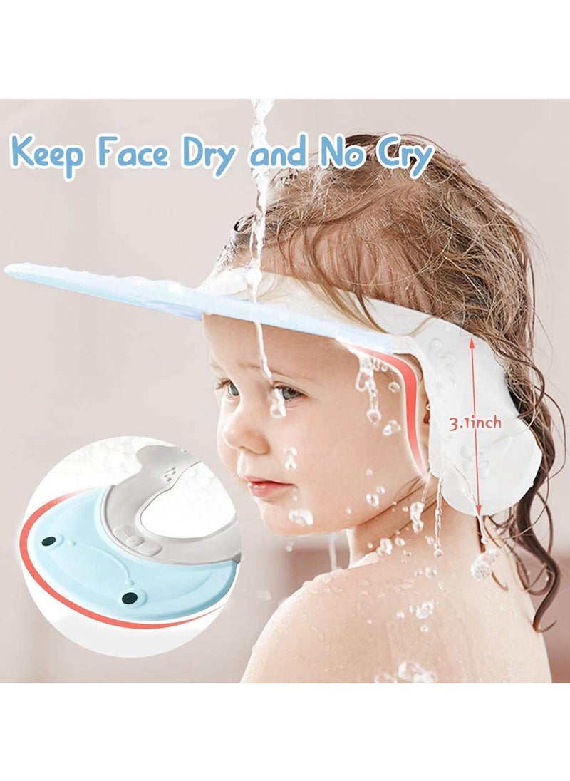 Baby Shower Cap Visor with Ear Protection for Bathing Washing Hair, Soft Hat Adjustable Waterproof Shampoo Toddler, Kids, Girls, Boys, Children (Frog Blue)