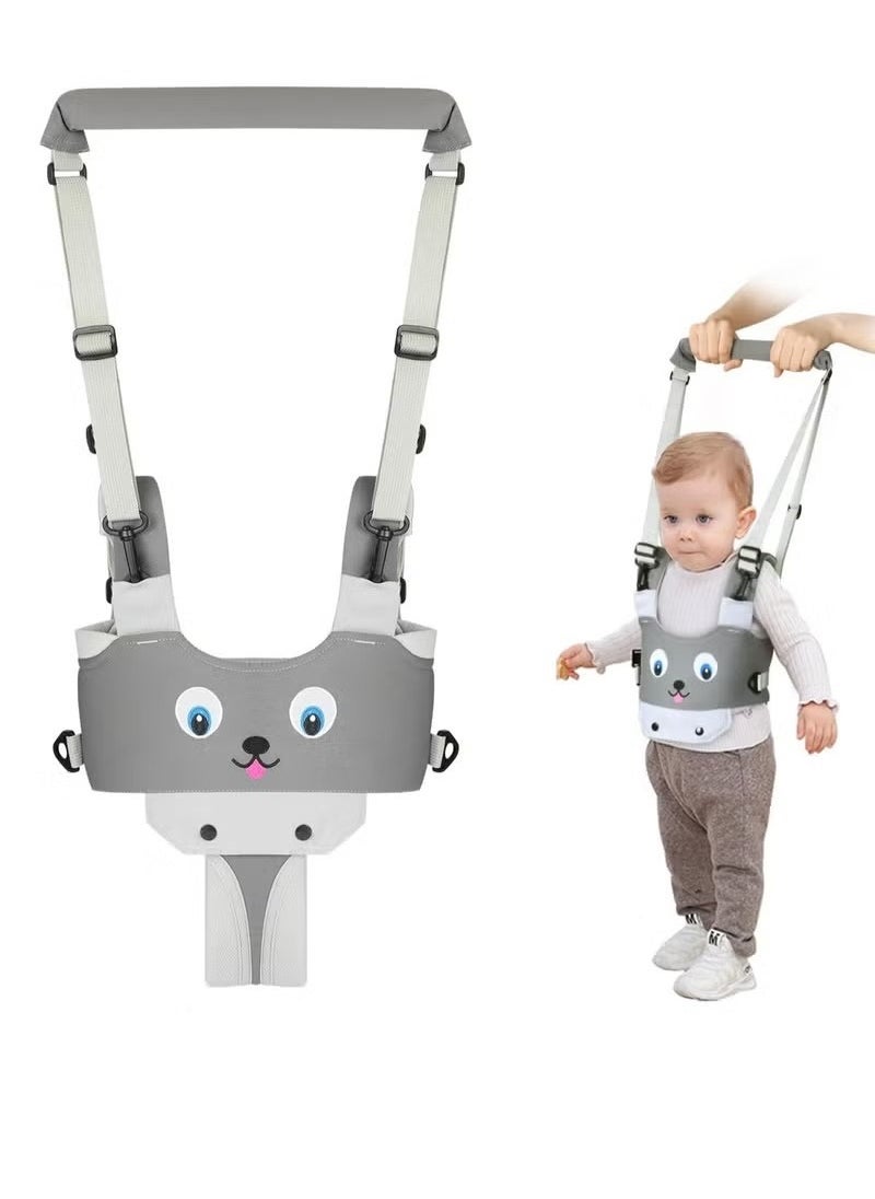 Bear Baby Walker, Handheld Kids Toddler Walking Harness Helper Assistant Protective Belt Child Activity Walker Adjustable Standing Up Walking Learning Helper for Toddler 7-24 Month (Grey)