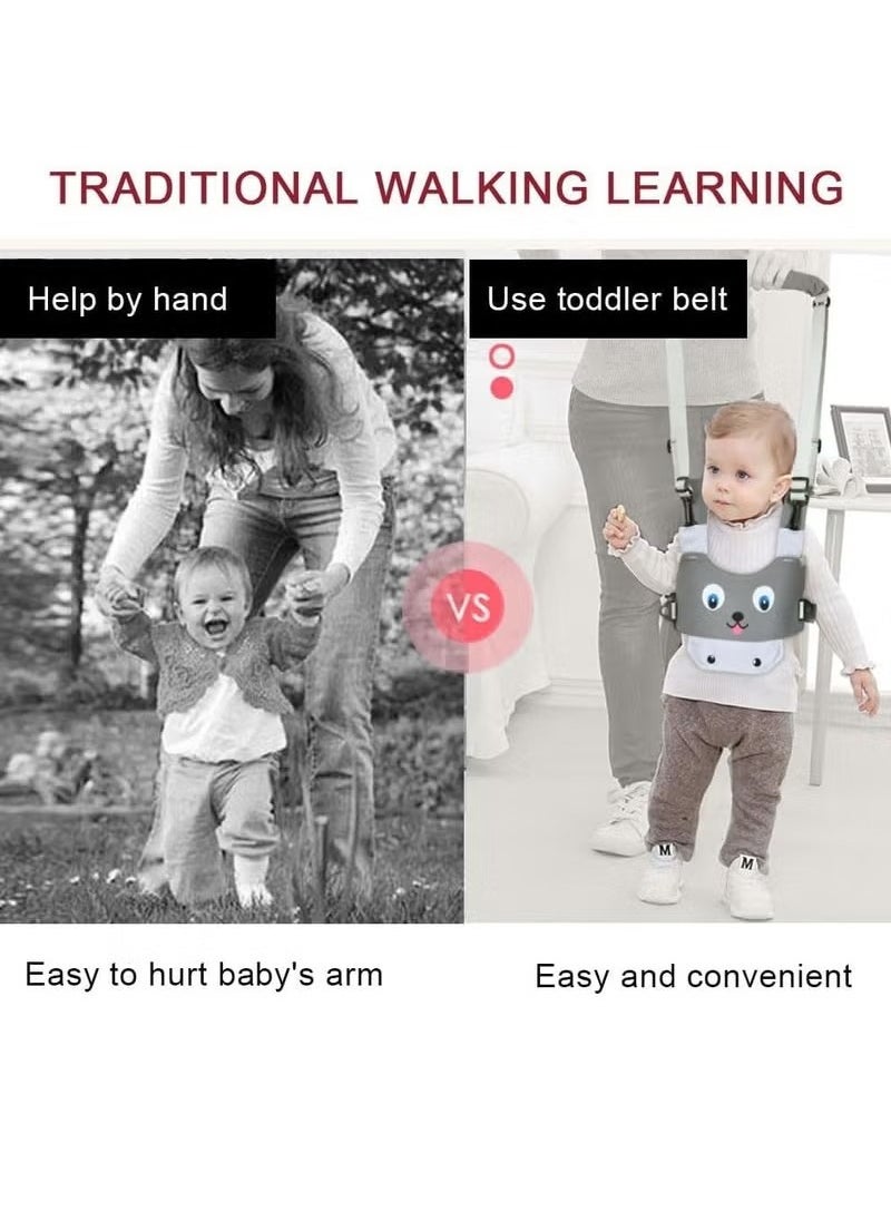 Bear Baby Walker, Handheld Kids Toddler Walking Harness Helper Assistant Protective Belt Child Activity Walker Adjustable Standing Up Walking Learning Helper for Toddler 7-24 Month (Grey)