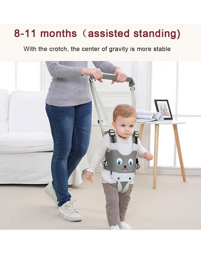 Bear Baby Walker, Handheld Kids Toddler Walking Harness Helper Assistant Protective Belt Child Activity Walker Adjustable Standing Up Walking Learning Helper for Toddler 7-24 Month (Grey)