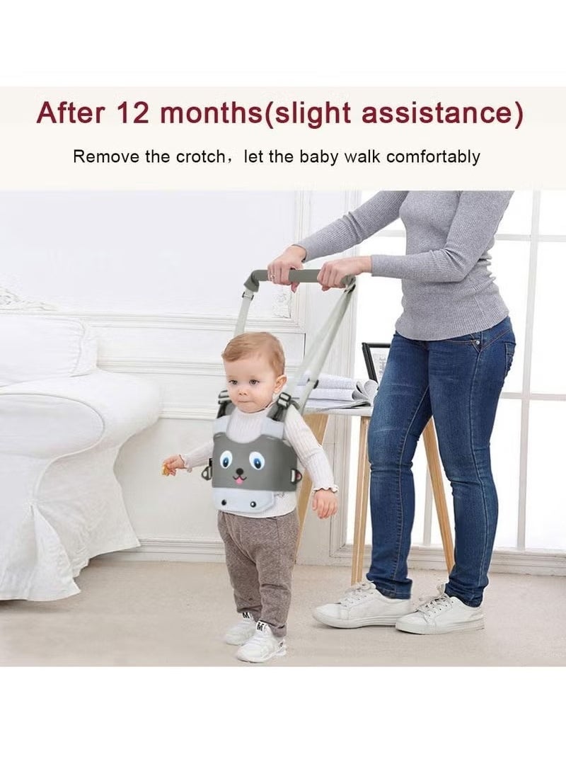 Bear Baby Walker, Handheld Kids Toddler Walking Harness Helper Assistant Protective Belt Child Activity Walker Adjustable Standing Up Walking Learning Helper for Toddler 7-24 Month (Grey)