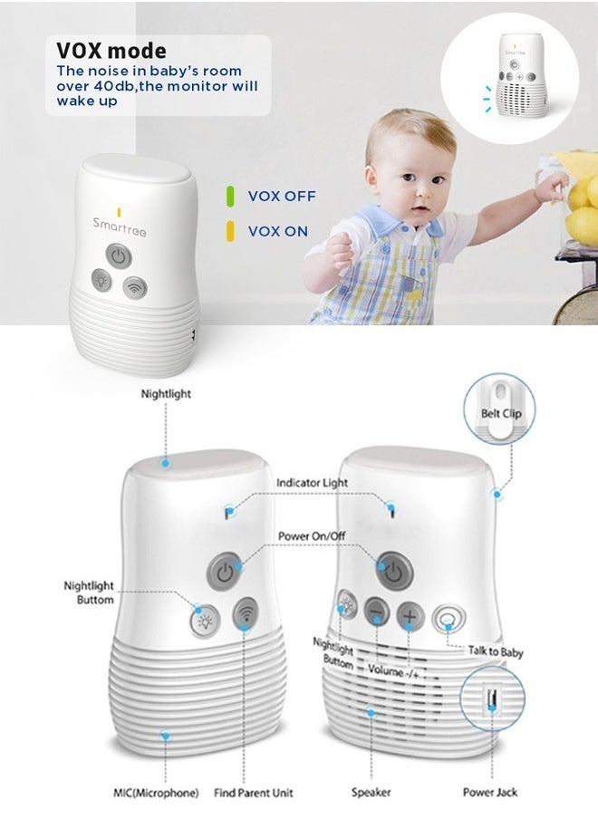 Baby Sound Monitor Wireless Two-Way Night Light Caretaker Noise Detection Suitable for Elderly Baby Monitoring