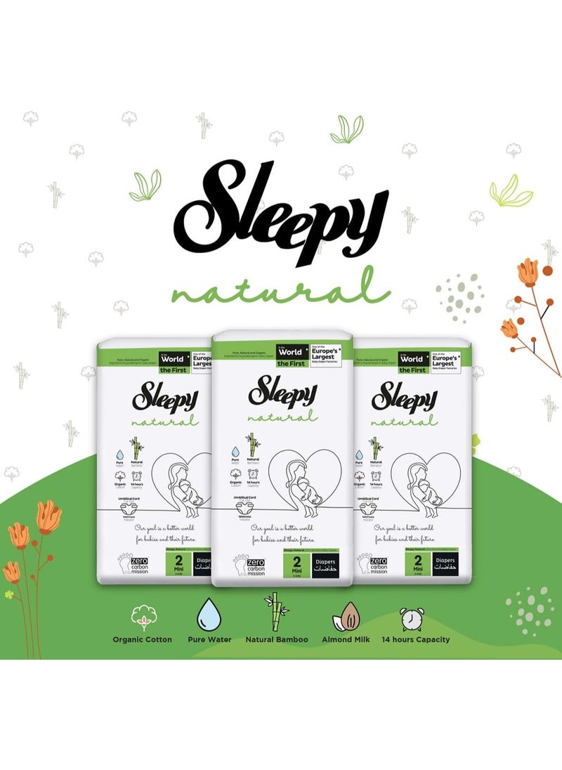 Sleepy Natural Size 2 Newborn 210 Count  3-6Kg Hypoallergenic Baby Dry Diapers  Organic Cotton  Highly Absorbent Bamboo Extract  Ultimate Comfort and Dryness  100% Leakage Protection