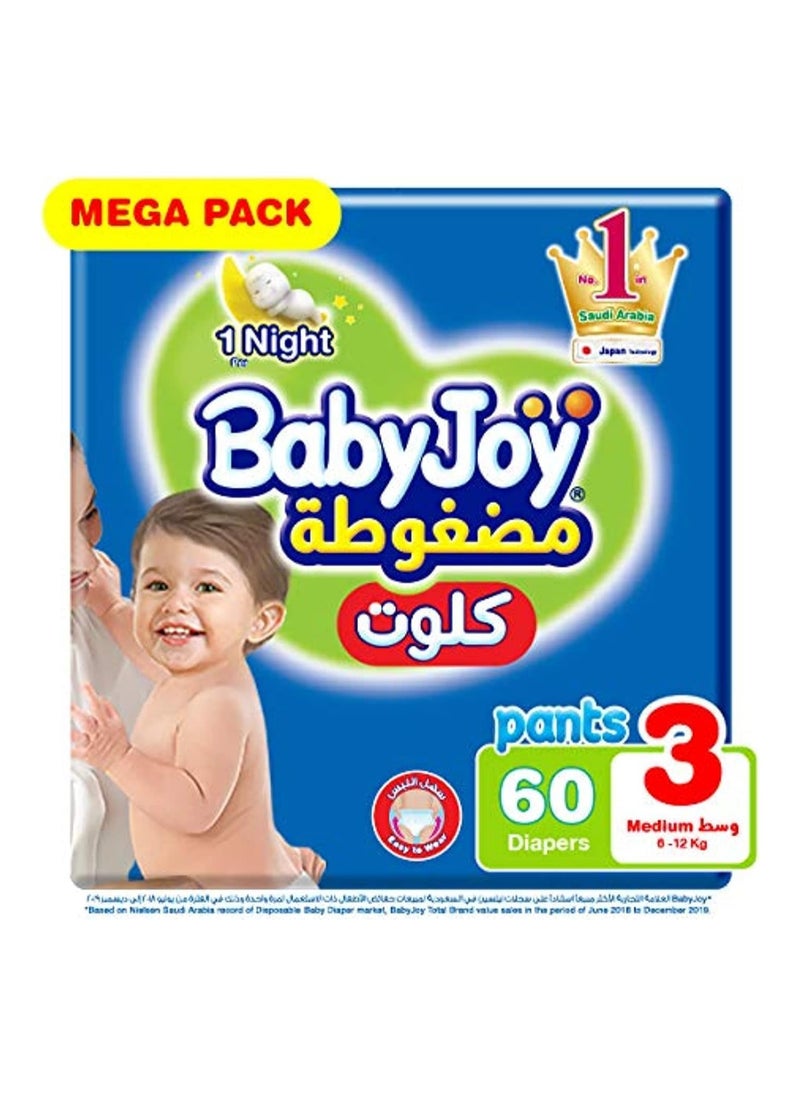 Cullotte Pants Diaper, Mega Pack Medium Size 3, Count 60, 6 - 12 Kg