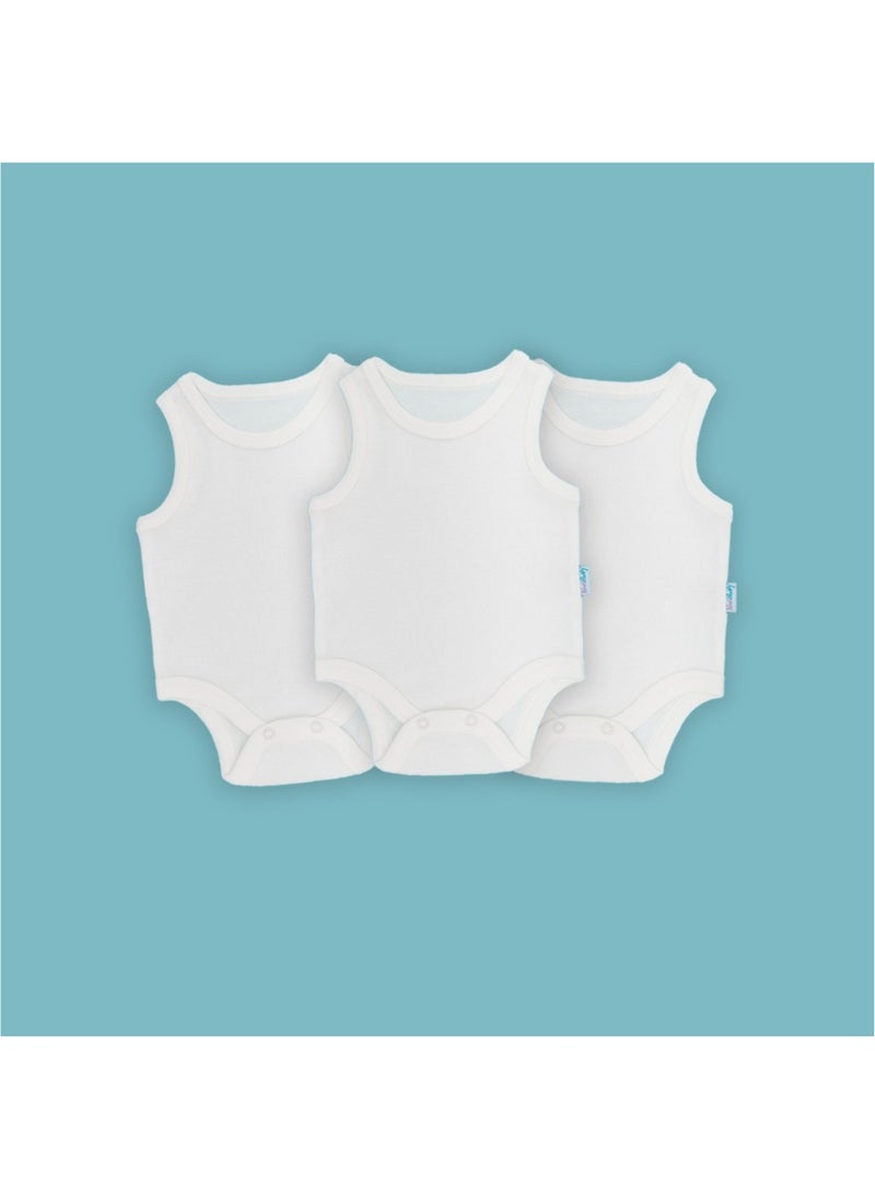 3-Piece Baby Undershirt Bodysuit with Snap Fasteners Ecru 100% Cotton Newborn