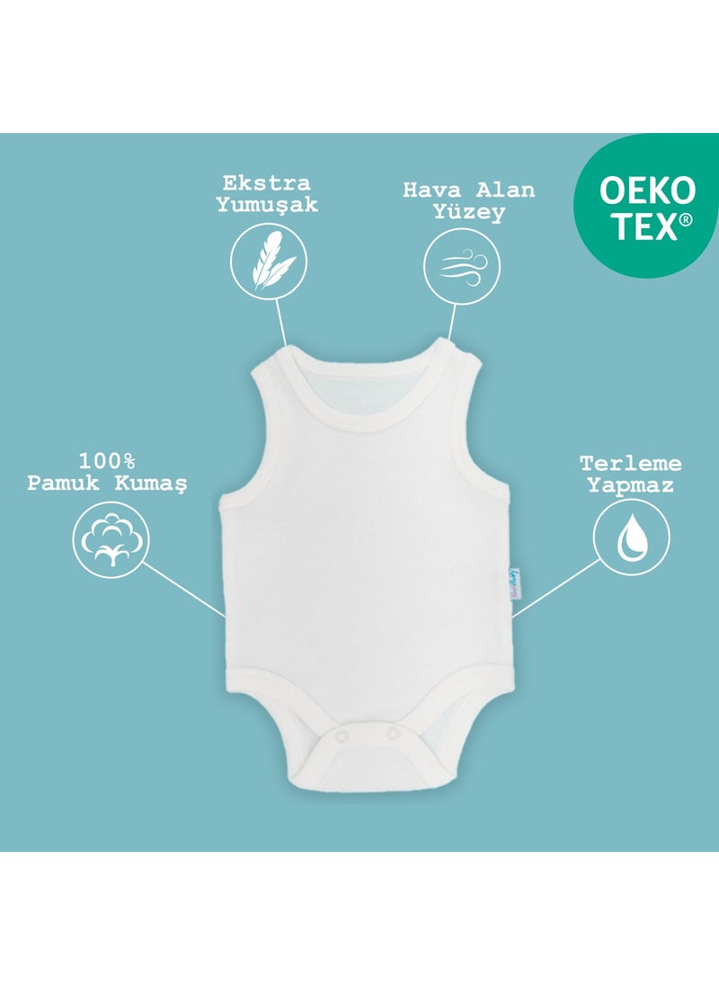 3-Piece Baby Undershirt Bodysuit with Snap Fasteners Ecru 100% Cotton Newborn