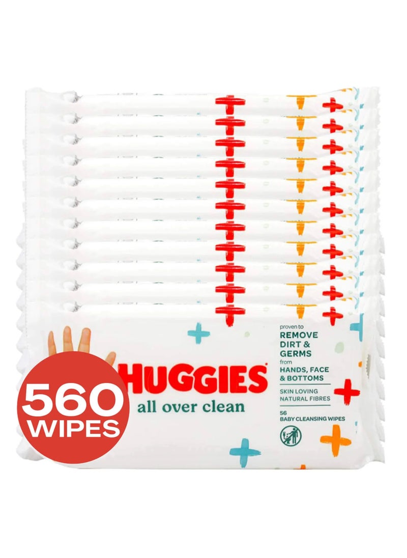 All Over Clean 56-Piece Baby Wet Wipes, Pack Of 10