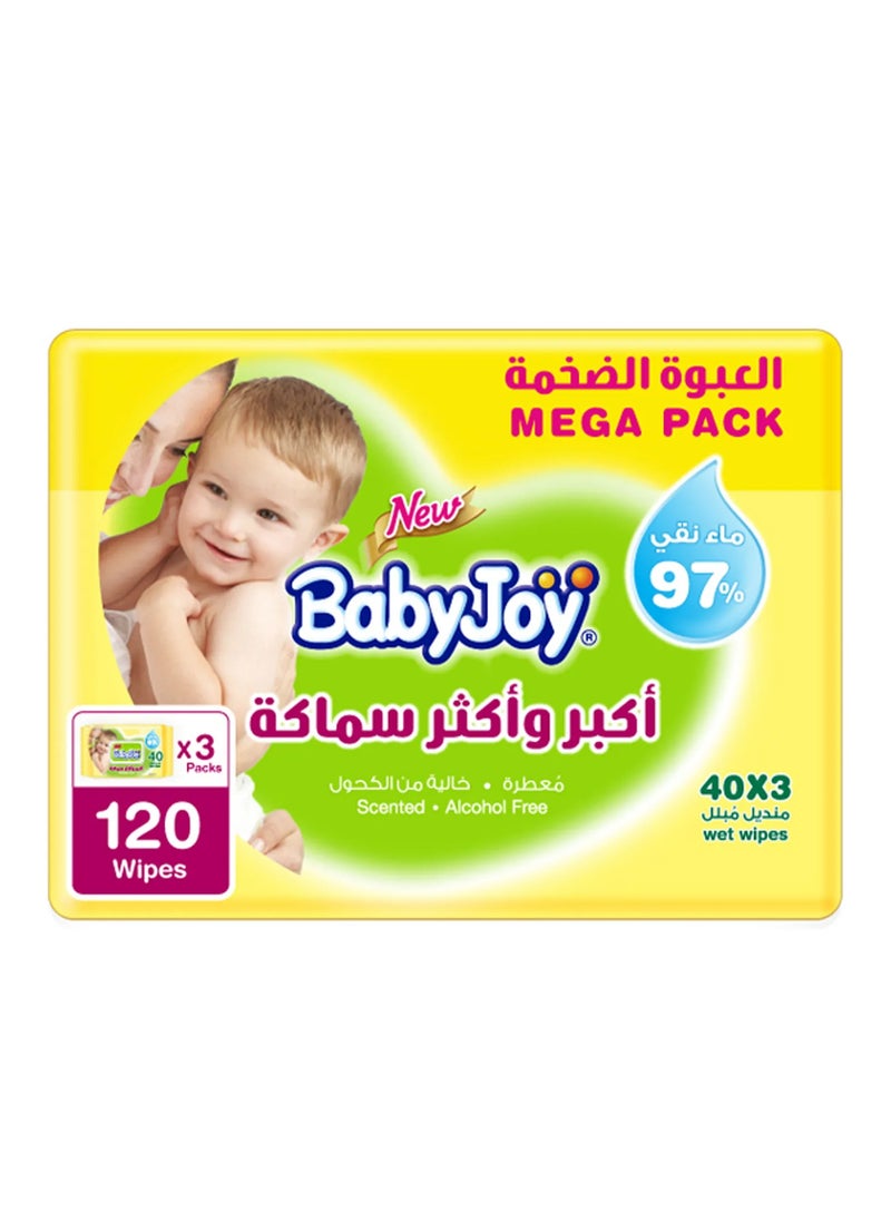 BabyJoy Large Wet Wipes - Soft Cotton Feel, 97% Pure Water, 120-Pack Mega Box