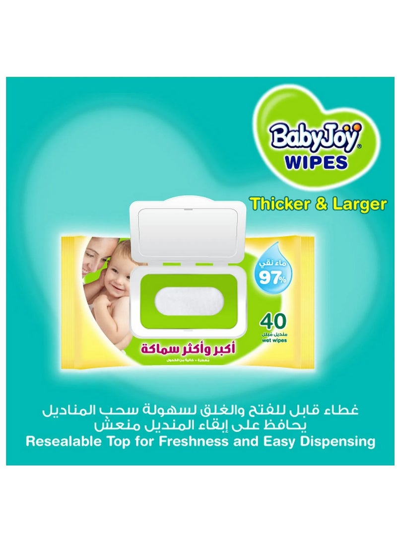 BabyJoy Large Wet Wipes - Soft Cotton Feel, 97% Pure Water, 120-Pack Mega Box