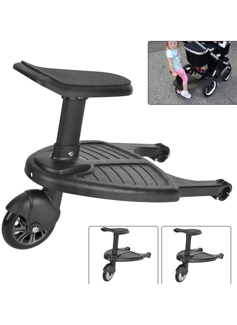 Stroller Board With Seat, Fits on Pushchair/Pram, Stroller Accessory, Glider Ride-on Foot Pedal for Older Kid | Universal, Compact-Fold, Wheel with Shock Absorption, Detachable, Compatible Up to 2Y