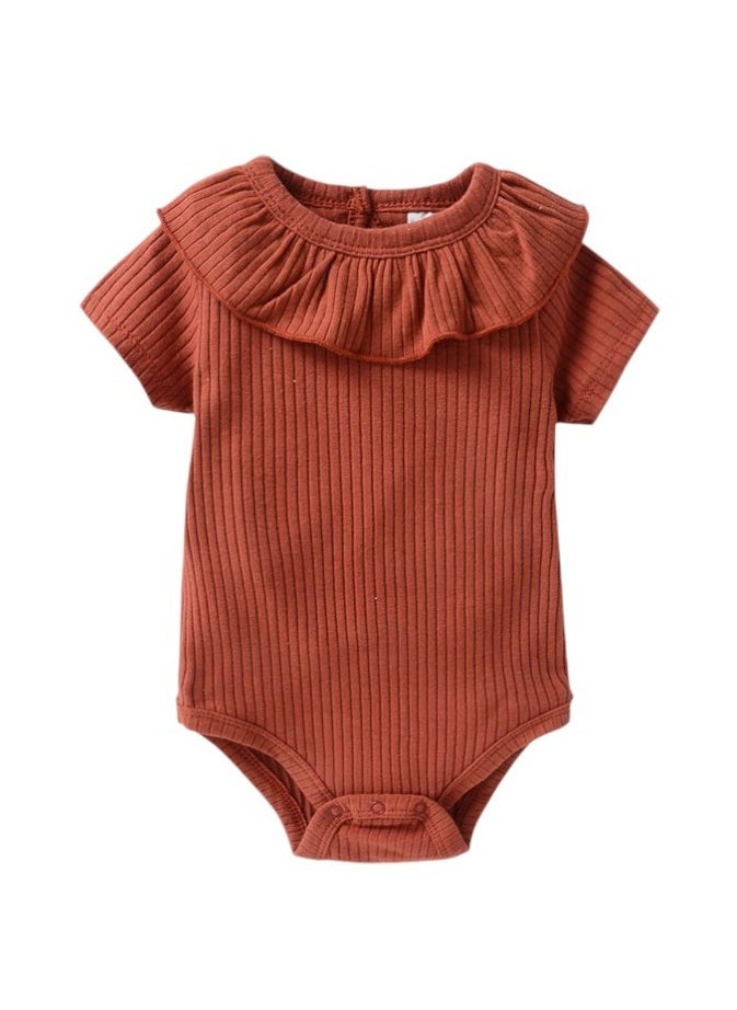 Bambimici Plain Dark Orange Short Sleeve Bodysuit