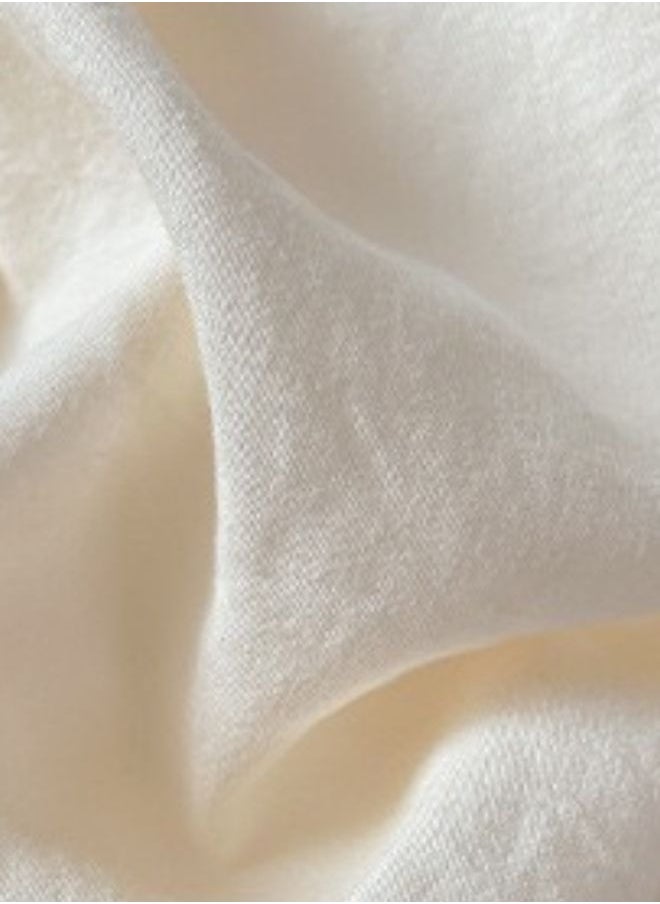 Single Size 4 piece piece bedding set without filling, washable cotton milky white color.