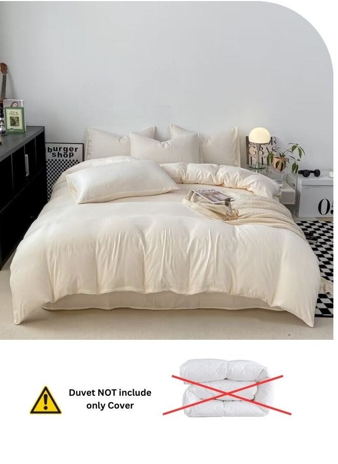 Single Size 4 piece piece bedding set without filling, washable cotton milky white color.