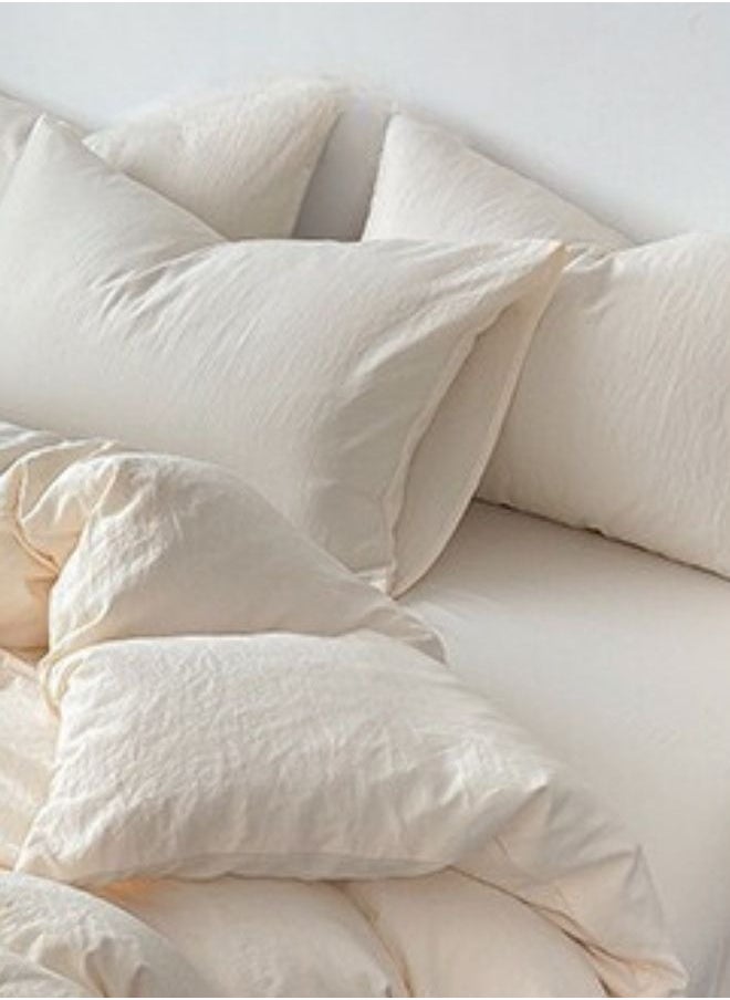 Single Size 4 piece piece bedding set without filling, washable cotton milky white color.