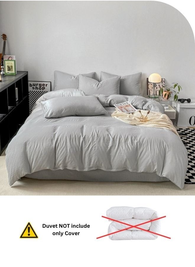 Single Size 4 Piece Bedding Set Without Filling, Washable Cotton Light Grey Color.