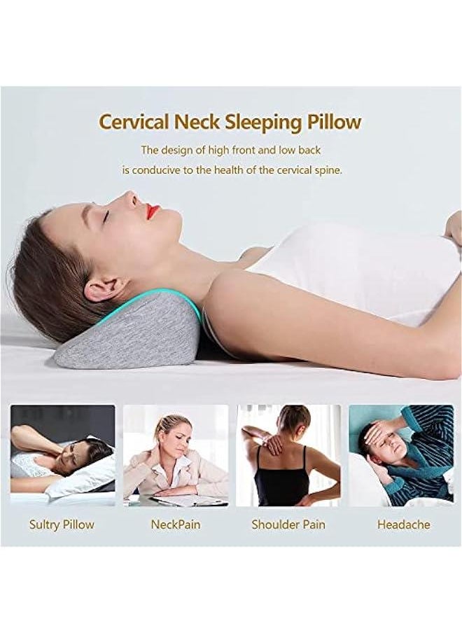 Cervical Neck Pillow for Sleeping, Memory Foam Pillow Neck Bolster Pillow for Stiff Neck Pain Relief, Neck Support Pillow Cervical Pillows for Pain Relief Sleeping Bed Pillow (Light Grey)